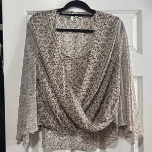 Cato Beige Floral Patterned Blouse